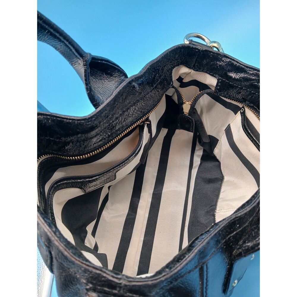 Kate Spade New York Glossy Patent Leather Handbag Black w Shoulder & Tote Straps - Picture 5 of 16